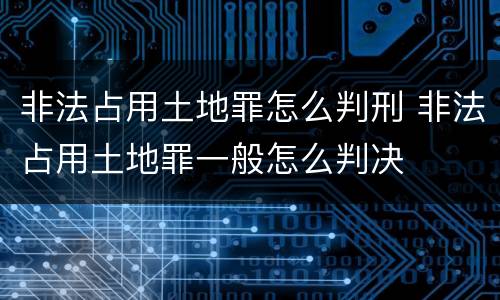 非法占用土地罪怎么判刑 非法占用土地罪一般怎么判决