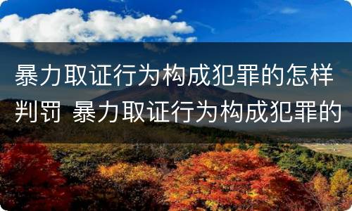 暴力取证行为构成犯罪的怎样判罚 暴力取证行为构成犯罪的怎样判罚