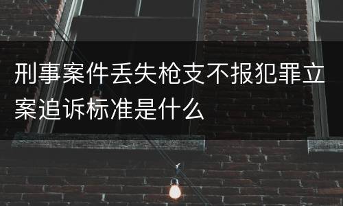 刑事案件丢失枪支不报犯罪立案追诉标准是什么