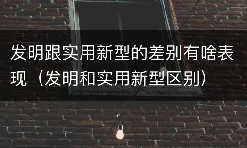 发明跟实用新型的差别有啥表现（发明和实用新型区别）