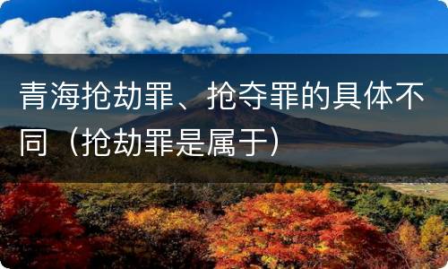 青海抢劫罪、抢夺罪的具体不同（抢劫罪是属于）