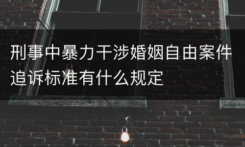 刑事中暴力干涉婚姻自由案件追诉标准有什么规定