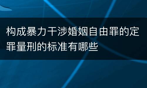 构成暴力干涉婚姻自由罪的定罪量刑的标准有哪些