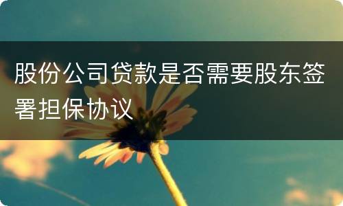 股份公司贷款是否需要股东签署担保协议