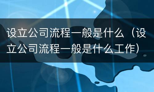 设立公司流程一般是什么（设立公司流程一般是什么工作）