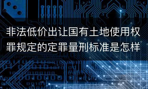 非法低价出让国有土地使用权罪规定的定罪量刑标准是怎样的