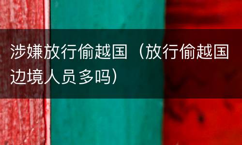 涉嫌放行偷越国（放行偷越国边境人员多吗）