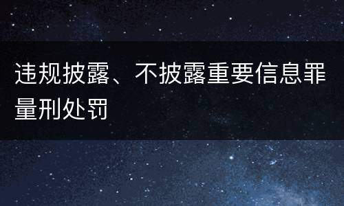 违规披露、不披露重要信息罪量刑处罚