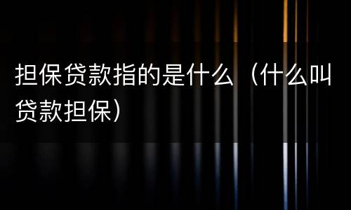 担保贷款指的是什么（什么叫贷款担保）