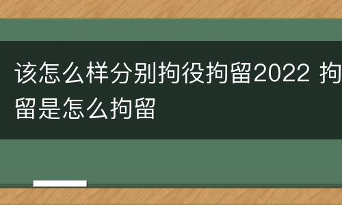 该怎么样分别拘役拘留2022 拘留是怎么拘留