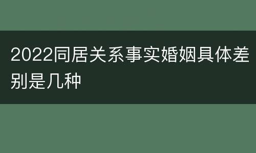 2022同居关系事实婚姻具体差别是几种