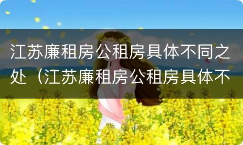江苏廉租房公租房具体不同之处（江苏廉租房公租房具体不同之处有哪些）
