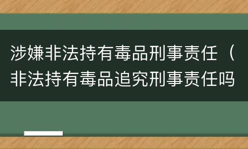 涉嫌非法持有毒品刑事责任（非法持有毒品追究刑事责任吗）