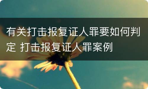 有关打击报复证人罪要如何判定 打击报复证人罪案例