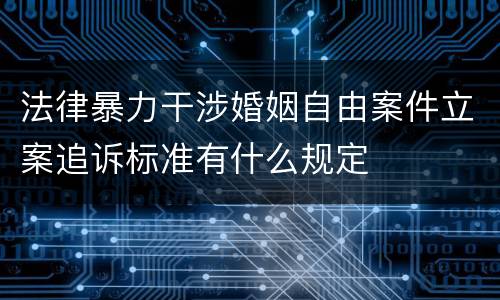 法律暴力干涉婚姻自由案件立案追诉标准有什么规定