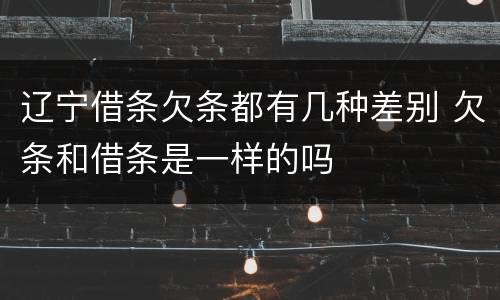 辽宁借条欠条都有几种差别 欠条和借条是一样的吗