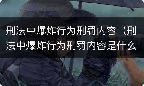 刑法中爆炸行为刑罚内容（刑法中爆炸行为刑罚内容是什么）