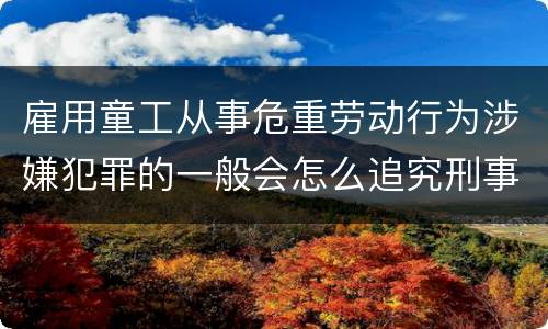 雇用童工从事危重劳动行为涉嫌犯罪的一般会怎么追究刑事责任
