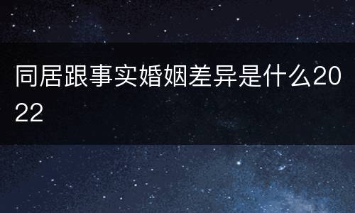 同居跟事实婚姻差异是什么2022