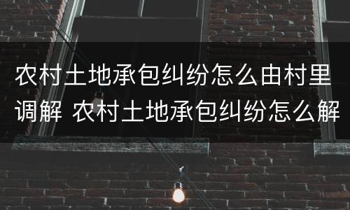 农村土地承包纠纷怎么由村里调解 农村土地承包纠纷怎么解决