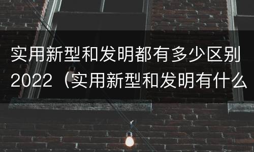 实用新型和发明都有多少区别2022（实用新型和发明有什么区别）