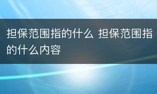 担保范围指的什么 担保范围指的什么内容