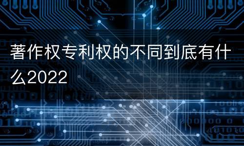 著作权专利权的不同到底有什么2022