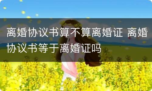 离婚协议书算不算离婚证 离婚协议书等于离婚证吗