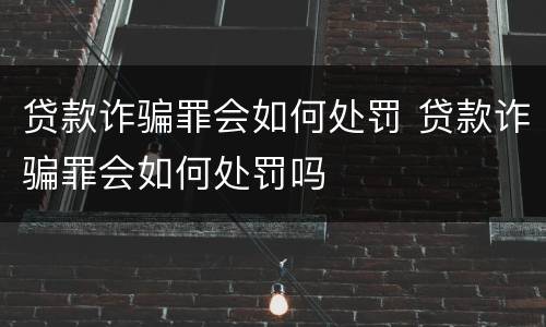 贷款诈骗罪会如何处罚 贷款诈骗罪会如何处罚吗