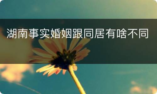 湖南事实婚姻跟同居有啥不同