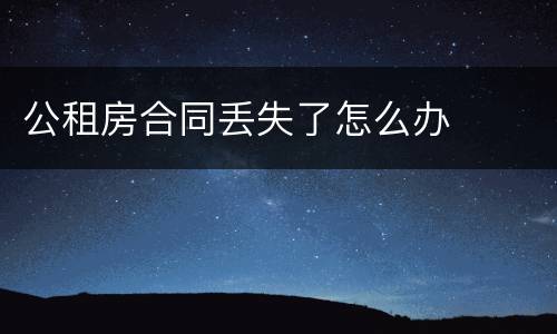 公租房合同丢失了怎么办