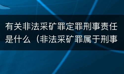 有关非法采矿罪定罪刑事责任是什么（非法采矿罪属于刑事案件吗）