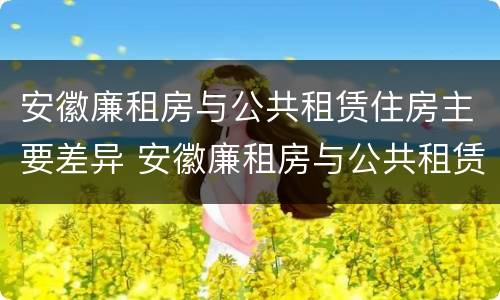 安徽廉租房与公共租赁住房主要差异 安徽廉租房与公共租赁住房主要差异在哪