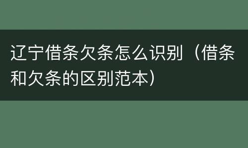 辽宁借条欠条怎么识别（借条和欠条的区别范本）