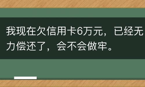 我现在欠信用卡6万元，已经无力偿还了，会不会做牢。
