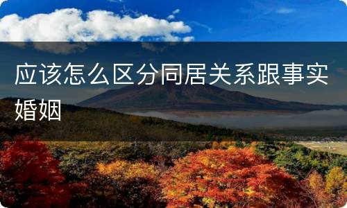 应该怎么区分同居关系跟事实婚姻