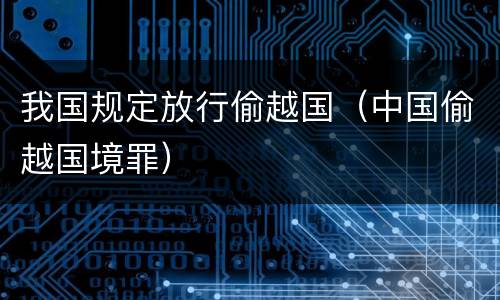 我国规定放行偷越国（中国偷越国境罪）