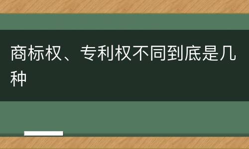 商标权、专利权不同到底是几种