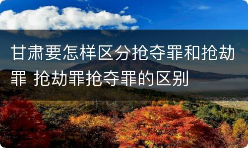 甘肃要怎样区分抢夺罪和抢劫罪 抢劫罪抢夺罪的区别