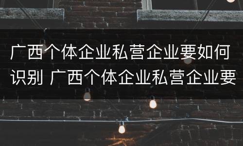 广西个体企业私营企业要如何识别 广西个体企业私营企业要如何识别企业名称