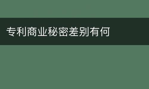专利商业秘密差别有何