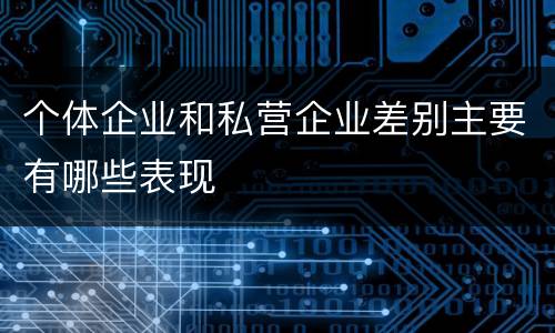 个体企业和私营企业差别主要有哪些表现