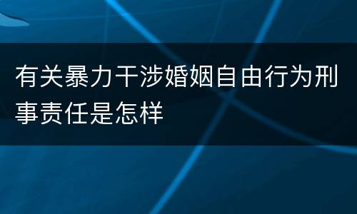 有关暴力干涉婚姻自由行为刑事责任是怎样