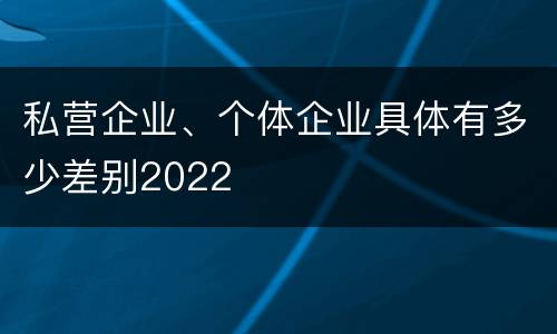 私营企业、个体企业具体有多少差别2022