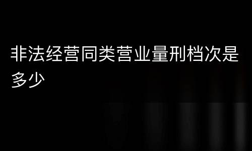 非法经营同类营业量刑档次是多少