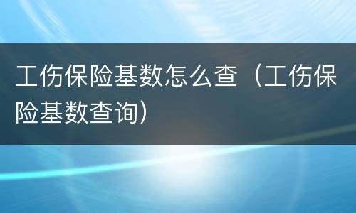 工伤保险基数怎么查（工伤保险基数查询）