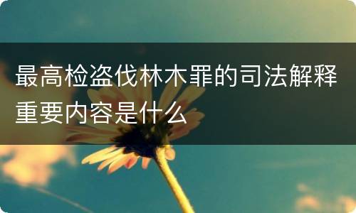 最高检盗伐林木罪的司法解释重要内容是什么