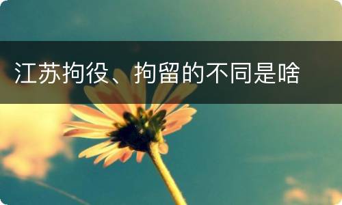 江苏拘役、拘留的不同是啥