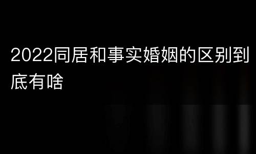 2022同居和事实婚姻的区别到底有啥