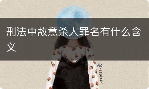 刑法中故意杀人罪名有什么含义